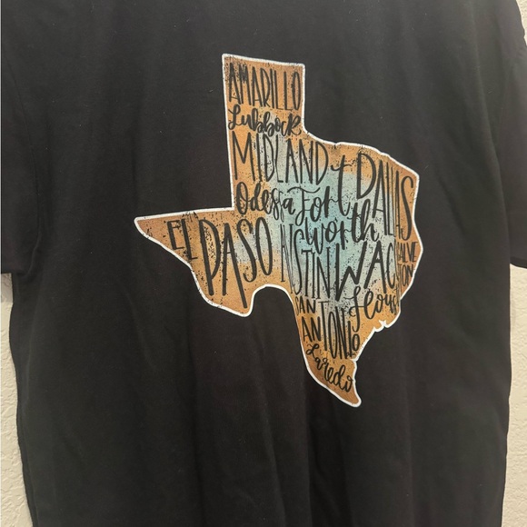 Texas Cities Graphic Tee Black Unisex Short Sleeve Shirt Size M - Picture 4 of 9